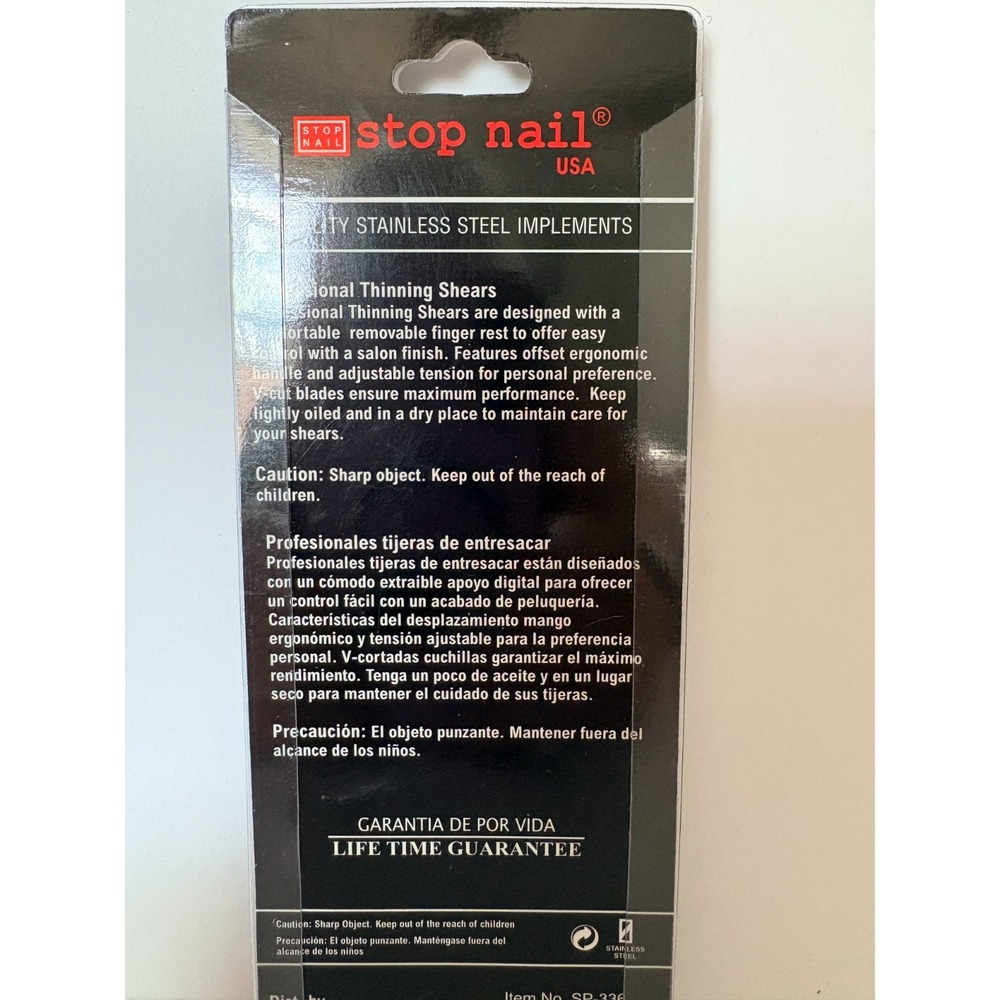 Stop Nail Professional Thinning Shears SP-336 Silver Stainless Steel 6 Inch NIB - Picture 2 of 2